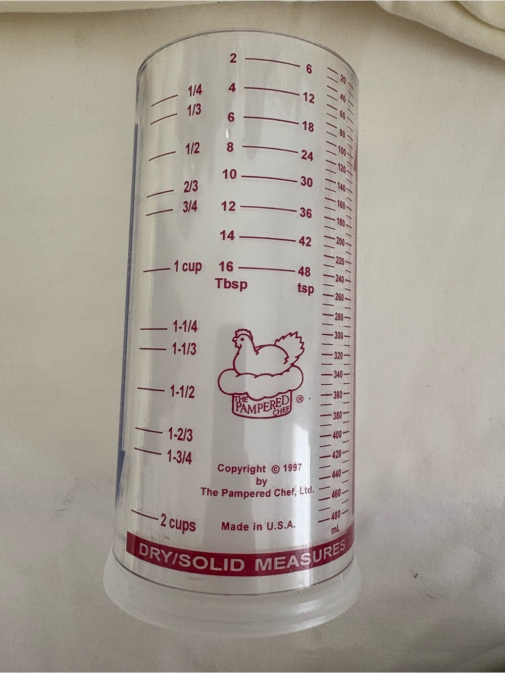 Pampered Chef #2225 Measure Cup All Liquid Dry Solid 2 Cup Capacity 1997 Vintage